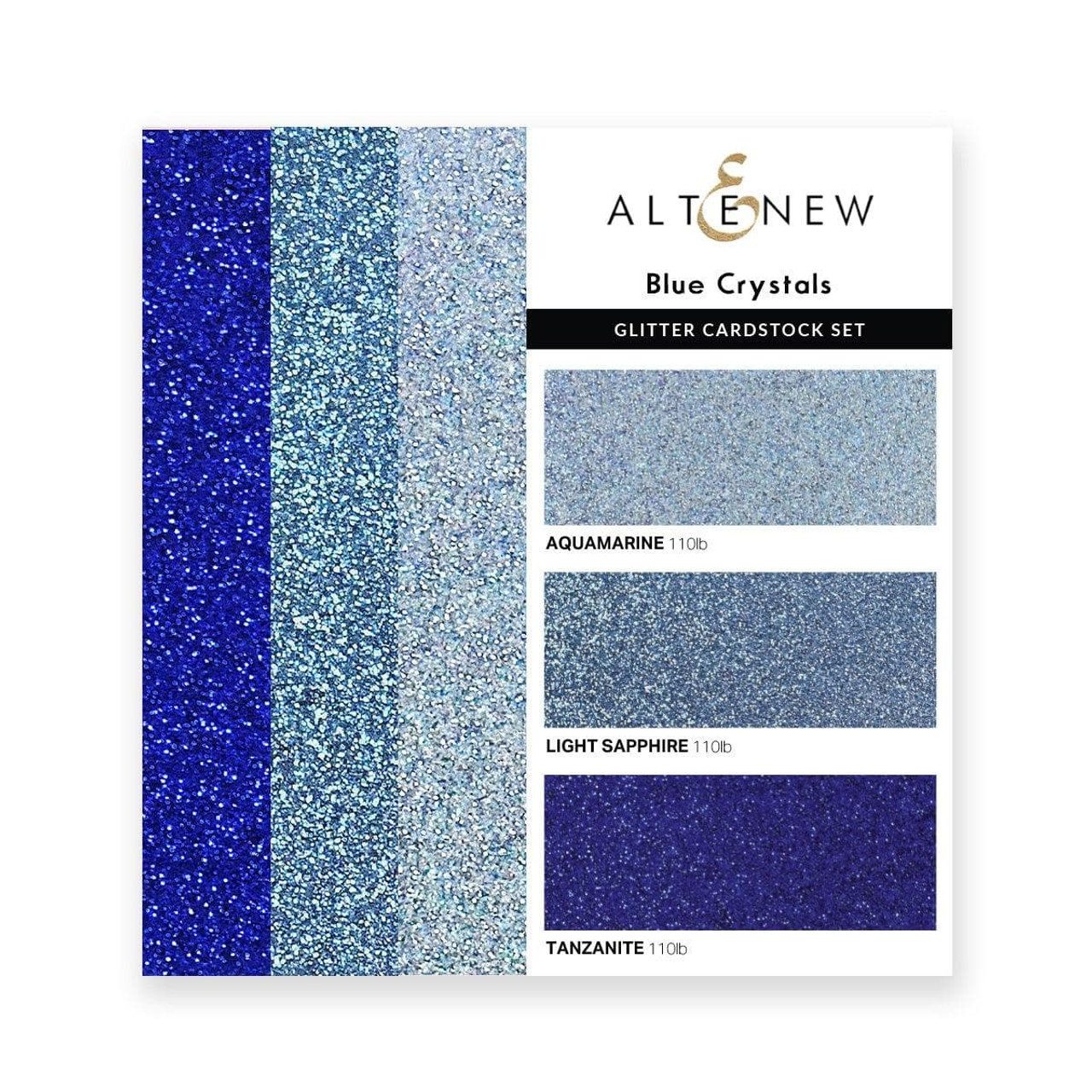 Altenew Glitter Cardstock Set Blue Crystals 3 x 6